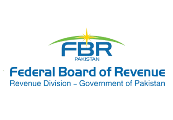 Logo of the Federal Board of Revenue (FBR) of Pakistan, featuring blue text and a yellow star above green arcs.